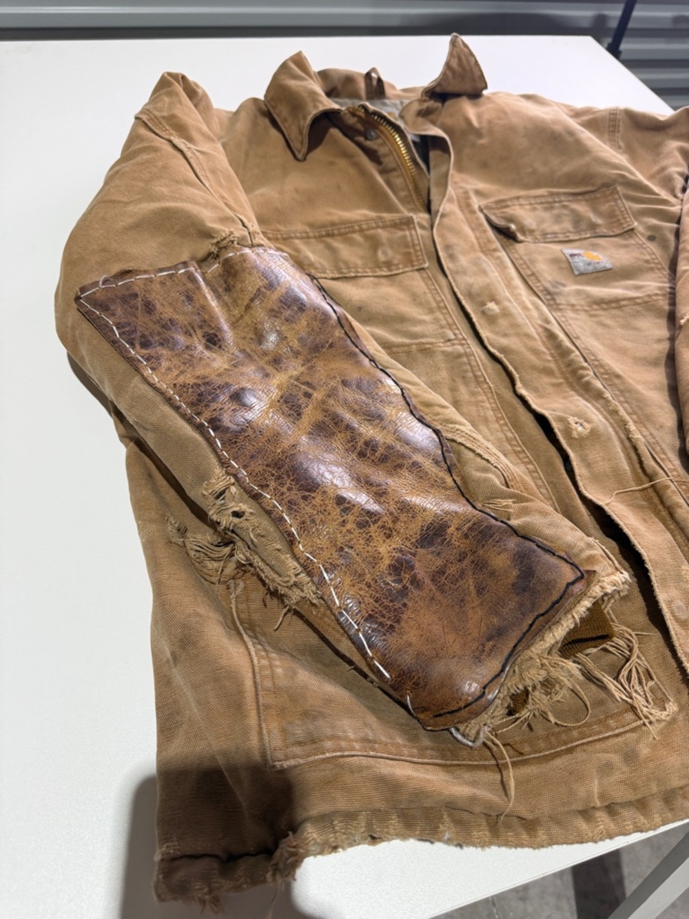 Carhartt x MadMax style Tan/Brown Duck Canvas Work Jacket with Elbow Patch XL - Picture 2 of 13